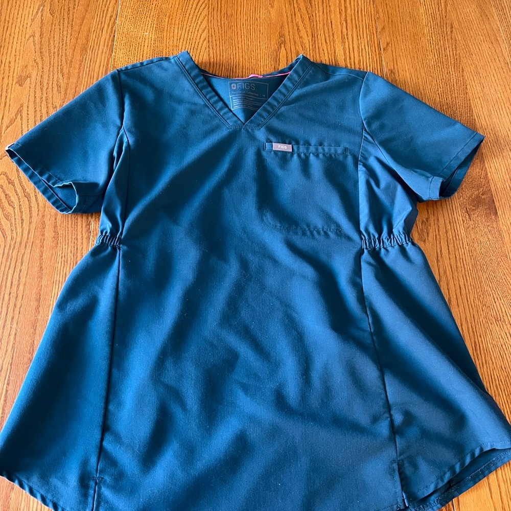 Figs Maternity Teal V-Neck Scrub Top
